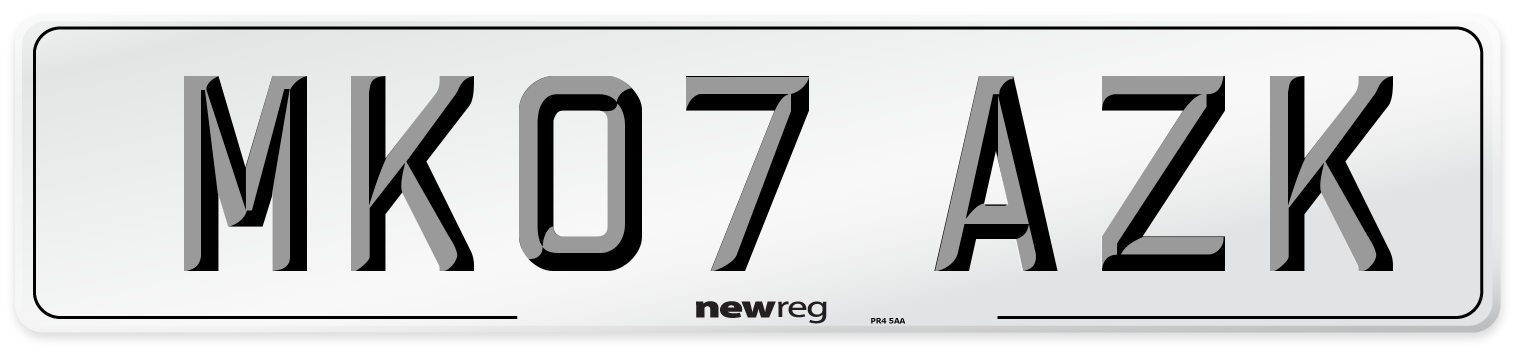 MK07 AZK Number Plate from New Reg